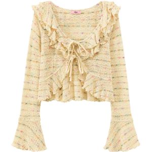 Chuu | Color Blocking Striped Womens Knit Cardigan