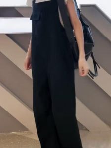 Korean Style Summer Thin Wide Leg Jumpsuit Womens Loose Fit Fashionable Small Size One Piece Pants Casual Elegant