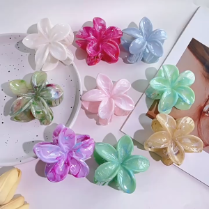 COD - 8CM JEPIT RAMBUT SALON KOREA MODEL MARBLE FLOWER PREMIUM / JEDAI CAKAR BUNGA KAMBOJA GLOSSY KOREAN STYLE