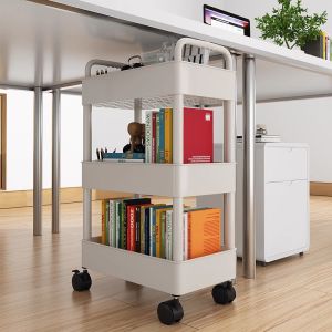 RORO ชั้นวางของรถเข็นพลาสติก 4/5ชั้น ชั้นวางหนังสือ ชั้นวางของ พร้อมล้อเลื่อน+ที่จับ ชั้นวางรถเข็น มั่นคงและไม่สั่นคลอน รถเข็นเก็บของ เคลื่อนย้ายสะดวก