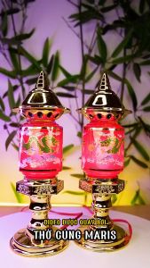 [Giá một cặp] Đèn Thờ Phú Quý Song Long Dùng Bóng Quả Nhót Dễ Dàng Thay Thế Để bàn Thờ Tài Địa Bàn Thờ Phật