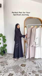 Naisha Official - Khadeeja Set (Abaya+Khimar) | Gamis Abaya Terbaru | Gamis Abaya Busui Friendly | Gamis Remaja Bahan Linica Airflow