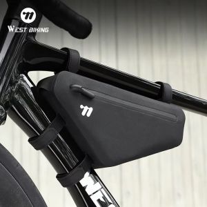 WEST BIKING กระเป๋าสามเหลี่ยมจักรยานแบบพกพากระเป๋าสำหรับปั่นจักรยานกันฝน MTB จักรยานเสือหมอบเฟรมหน้าอุปกรณ์กระเป๋าทรงท่อ