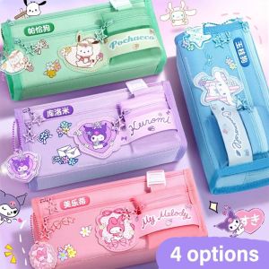 HWSJ Năm lớp Túi đựng bút Kuromi/cinnamoroll Lưới Hộp bút Chất lượng cao Sức chứa lớn Túi văn phòng phẩm Quà Tặng sinh viên
