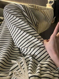 Pregnant Fleece Warm Striped Jogger Pants