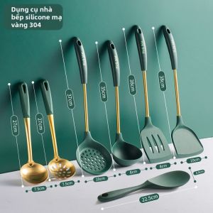 Bộ Dụng Cụ Nấu Ăn Silicone Tay cầm Dài