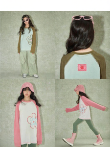 LOVESASAKIDS | Loose Colorblock Three-needle Five-line Raglan Sleeve Versatile Round-neck Long Sleeve T-shirt