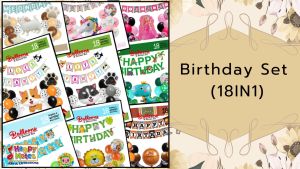 Happy Notes Balloon Decors Set (18in1) Foil Balloon Shape Banner and Rubber Balloons - Character/Generic Party Decoration Backdrop (Do It Yourself)
