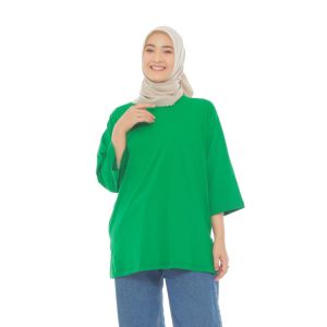 Kaos Basic Wanita Oversize Kaos Jumbo Dewasa Atasan Muslimah Panjang Lengan 7/8 LD 130 XXL Motif Wanita Hijab Flowers Bahan Tebal