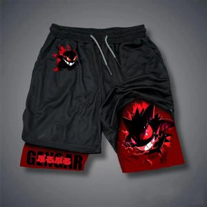 Bandai | Oversized Pokémon Gengar 2026 Summer Harajuku Anime Printed Y2K Hip Hop Sports Quick Drying Breathable Double Layer Shorts