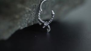 1pc Gothic Hinged Clicker Septum Nose Hoop Piercing Rings Stainless Steel Skull Dragon Spider Web Cartilage Tragus Earrings 16G