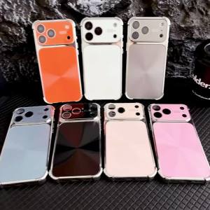 szhaiyu | Electroplating Four-corner Anti-fall Armor Glitter Phone Case for IPhone Air 17 16 15 14 13 Pro Max Lens Camera Protection Cover