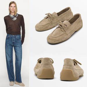 Leather Boat Shoe Womens Flat Bottom Slip-On Loafers Brown Suede Lace-Up Retro Casual Flats Fashion Single Shoes