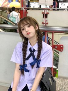 Thai School Uniform Womens Short Sleeve Round Neck Jk Uniform Set Polyester Cotton Graduation Student Kit Summer