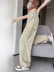 LANGPIN | กางเกงทำงานทรงหลวมเอวสูงสำหรับผู้หญิง กางเกงขายาวทรงหลวมสไตล์อเมริกันย้อนยุค 2024 กางเกงขายาวทรงสลิมฟิตสำหรับฤดูใบไม้ผลิและฤดูใบไม้ร่วง