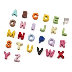 5pcs/bag Alloy Spray Painted Letter Beads For Handmade Bracelet Necklace Earring Keychain DIY Craft Jewelry Making Accessories