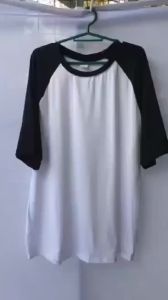 Basic Styles Men Black White Raglan Shirt Short Sleeve Casual Loose Fit T Shirt. Brown and beige black and white navy and white beige and white.