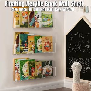 【SG Stock】No-Drilling On Walls Minimalist Kids Floating Acrylic Book Wall Shelf/Rack Children/Toddler/Baby Bookshelf