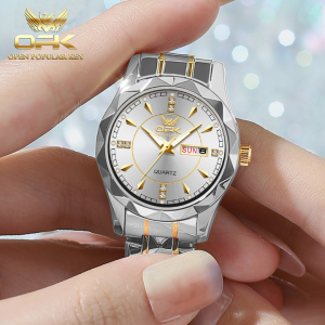 OPK resmi autentik jam tangan wanita terbaru 2025 anti air elegan mewah bercahaya kalender pelat jam berlian tali jam baja tahan karat