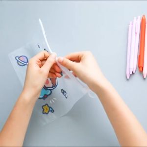 Tempat Pensil Transparan / Zipper Pouch / Ziplock Plastik Lucu Imut Astronot Dino Beruang Sapi