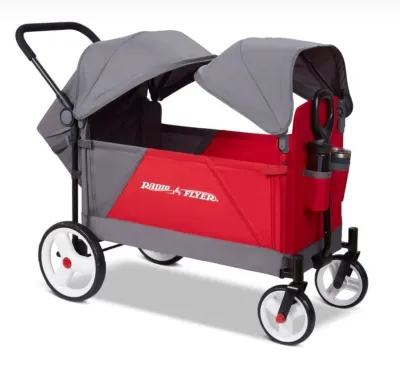 Radio Flyer Push/Pull Convertible Stroller Canopy Wagon with reclining back seat