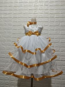 GAUN BROKAT MUTIARA/GAUN PESTA ANAK PEREMPUAN/GAUN PENGANTIN/GAUN MURAH/DRESS ULANG TAHUN