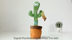 Kids Dancing Talking Cactus Plush Toys Powered Battery Electronic Plush Toy Singing Record & Repeating What You Said with 120 English Songs and LED Lighting for Home Decor