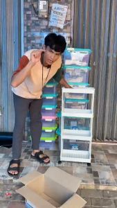 Murah Rak 4 susun serbaguna Plastik dengan roda dan gantungan Kanzai Penyimpanan Dapur ruang tamu kosmetik buku