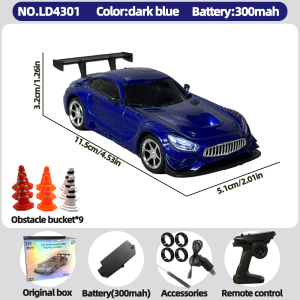 LDRC LD4301 1/43 Mini 2.4G 4CH Full Proportional 4WD Gyro Drift RC Car Alloy Body LED Lights RTR Racing Toy Gift for Kids Adults