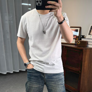 Áo Thun Nam Tay Ngắn Cotton Lanh Mỏng Thoáng Khí Màu Trơn Cổ Tròn Thường Ngày Mùa Hè Thường Ngày Thời Trang Hợp Thời Trang