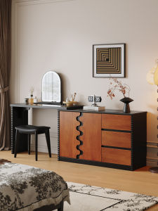 QUYUAN | French Vintage Makeup Vanity with Drawer Storage Solid Wood