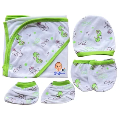 6in1 Infant Baby Receiving Set (BlanketMittensBootiesBonnet) Cotton