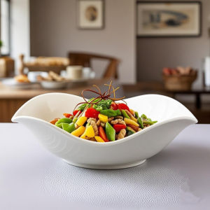 Bát Đựng Súp Bằng Gốm Trắng Nguyên Chất Bát Đựng Salad Bát Đựng Thức Ăn Trưa Bát Đựng Món Ăn Nóng Bát Đựng Món Ăn Đặc Biệt Không Đều