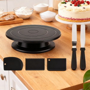 6PCS Non-Slip Rotatable Cake Turntable Kit11inch Cake Stand Decorating and Baking Tools SetAffordable Cake Decorating Supplies