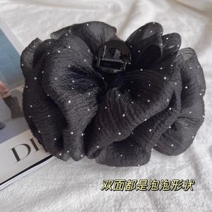 กิ๊บติดผมลายฟองน้ำหมากรุกหรูหราสำหรับผู้หญิง 2024 กิ๊บติดผมตาข่ายทรงหัวเราะแบบใหม่ ทรงสัมผัสระดับไฮเอนด์ ตกแต่งผมแบบอ่อนๆ