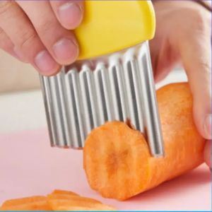 Stainless Steel Potato Chip Slicer Cutter Vegetable Fruit Corrugated Wavy Knife French Fries Kitchen Gadget