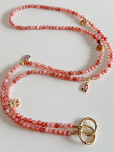 New Natural Stone Long Pendant Alloy Mobile Phone Chain Crossbody Bag Chain Pink Rainbow Stone Simple Style Digital Accessories