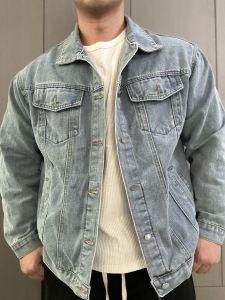 American Tops Denim Outwear Men Spring and Autumn Loose Fashion Brand Trendy Handsome Leisure Cargo Jacket Clothes