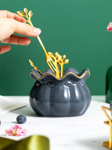 Creative Fruit Fork Set Stainless Steel Coffee Spoon Storage Can Light Luxury Tableware Home Use Fruit Tagging Spoon