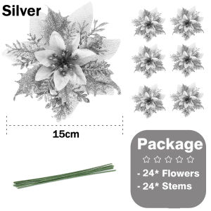 Protree Christmas Flower Artificial Flowers Merry Christmas Decorations  Xmas Tree Ornaments