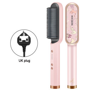 2in1 Professional Ionic Hair Straightener Curler Brush Ceramic PTC Heating Fast Straightening Curling Iron Hot Comb Styling Tool