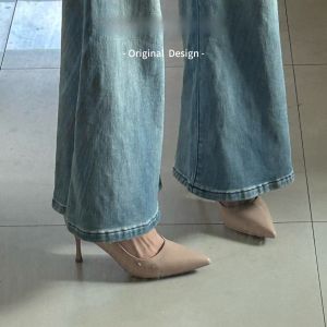 เรียบหรู สิทธิบัตรนิ้วเท้าชี้ฝรั่งเศส หนัง รองเท้าส้นสูงแบบสวมสําหรับผู้หญิง ฤดูใบไม้ร่วง ฤดูกาล ลำลอง รองเท้าแฟชั่น