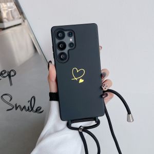 Love Lanyard Case For Samsung Galaxy S26 Ultra S25 FE S21 S22 S23 S24 Plus Shockproof Candy Crossbody Neck Cord Strap Soft Cover