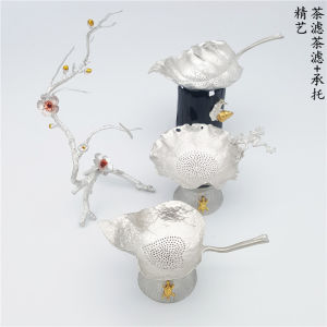Handmade Creative Tin Tea Strainer Tea Filter Leaf Tea Filter Net Support Stand Tea Set Tea Strainer Accessories