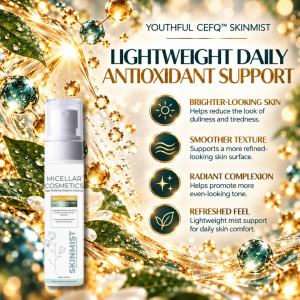 Micellar Cosmetics™ Youthful-CEFQ™ SkinMist™ | Antioxidant Face Mist | Vitamins C E Ferulic Acid & Q10