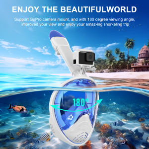Full Face Snorkel Diving Mask Men Women Anti-Leak Anti-Fog Scuba Snorkeling Mask Adjustable Breathable Single-Tube Snorkel Mask