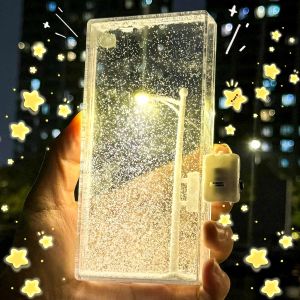 ชุดไฟคริสมาสต์แสงไฟคริสต์มาสกลางคืนโคมไฟหัวเตียงไฟถนนคืนหิมะตกของขวัญคริสต์มาสแสนโรแมนติก