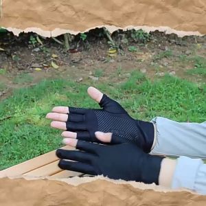 Găng Tay Chống Nắng Nam Nữ Xe Máy Chống Tia UV Automatik Đen Phượt Đi Nắng Hở Ngón Lái Xe Máy Lụa Băng Mùa Hè Sport