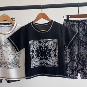 ชุดเด็กชาย 2-10ปี พิเศษ: ชุดเด็กผู้ชาย ชุดเด็กลายช้าง กางเกงเด็กลายช้าง เสื้อยืดลายเพสลี่ย์+กางเกงช้าง เสื้อผ้าเด็กผู้ชาย