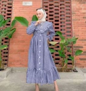 #Midi dresstartan kotak terbaru #mididress style korea